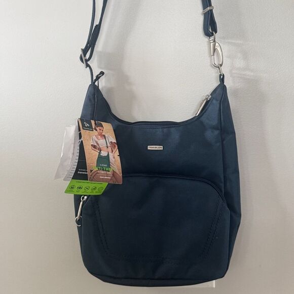 Travelon RFID Anti-Theft Essential Messenger Bag Midnight Blue travel bag new - Picture 11 of 16
